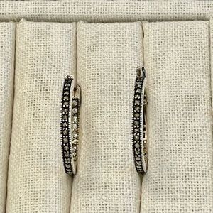 Sterling silver marcasite inside out hoop earrings
